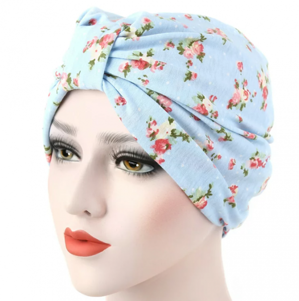Topi Turban dengan Motif Bunga